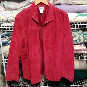 Chico red suede jacket, zipper front